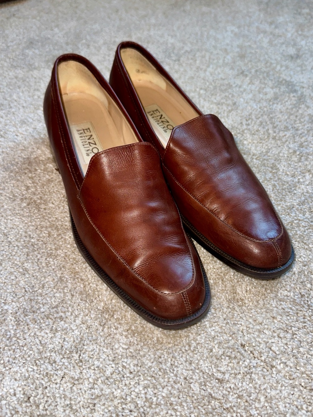 Enzo Angiolini Chestnut Brown Leather Slip-On Loafers